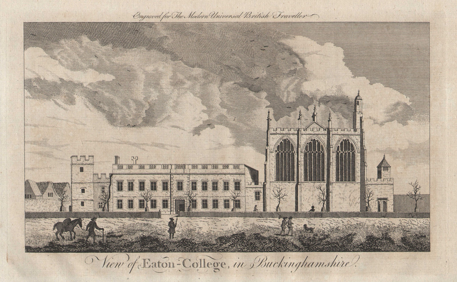 View of Eaton (Eton) College in Buckinghamshire. Now Berkshire. BURLINGTON 1779